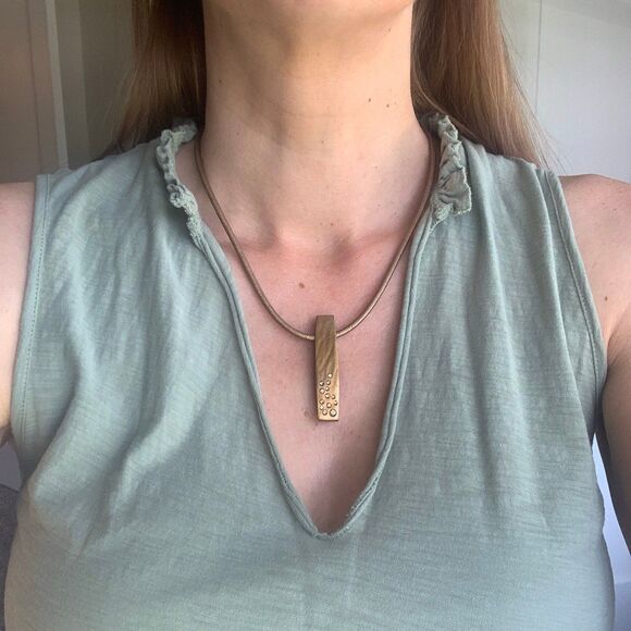 Art to Wear Necklace, Leather Cord Bronze Copper Color - Picture 6 of 7